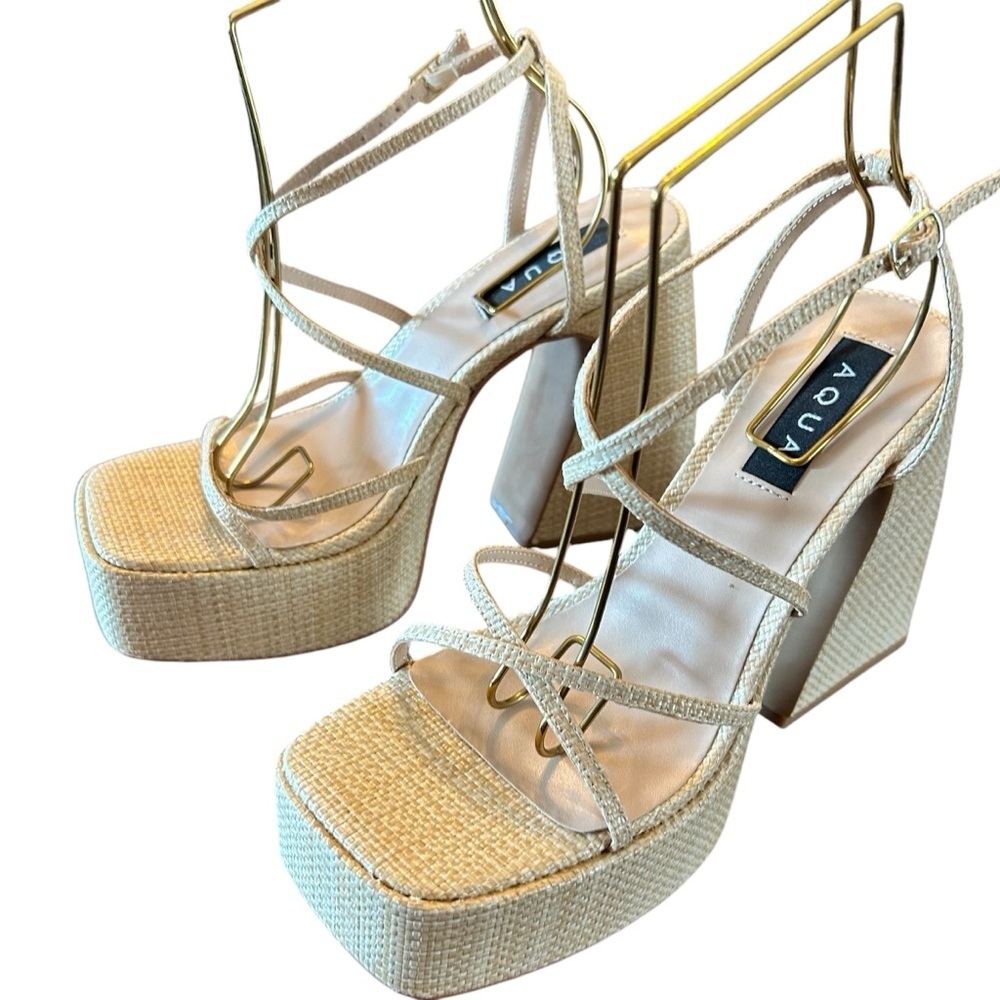 AQUA Chanc Strappy Platform High Heel Sandals Size 9